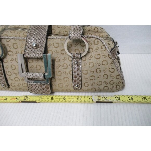 Guess Y2K Style Python Canvas Tan Signature Monogram Logo Purse Shoulder Bag - Picture 3 of 10
